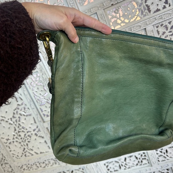 Vtg Fossil Maddox Green Lamb Hide Leather Shoulder Crossbody Bag - Picture 6 of 10